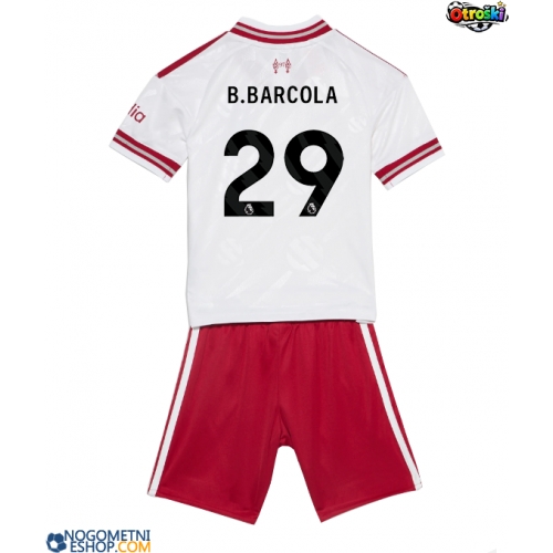Otroški Nogometni dresi Liverpool Bradley Barcola #29 Gostujoči 2026-27 Kratek Rokav (+ Kratke hlače)